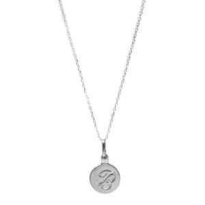 Anzie Mini Engraved B Initial Disk Pendant Necklace